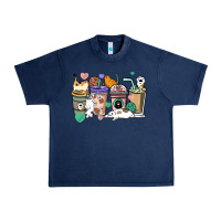 Navy Cat coffee cups Urban Heavy Tee - HowdyJamesFarm