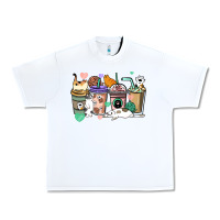White Cat coffee cups Urban Heavy Tee - HowdyJamesFarm