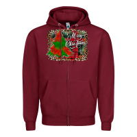 Burgundy merry Christmas trees Zipper Hoodie - CowhideDigitalArt