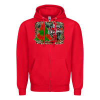 Red merry Christmas trees Zipper Hoodie - CowhideDigitalArt