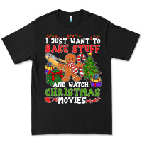 Black I Just Want To Bake Stuff And Watch Christmas Movies Premium Tee - minhPixels