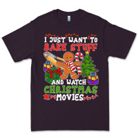Plum I Just Want To Bake Stuff And Watch Christmas Movies Premium Tee - minhPixels