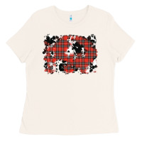 Christmas Plaid Cowhide Pattern Background Ladies Tee | Teevron