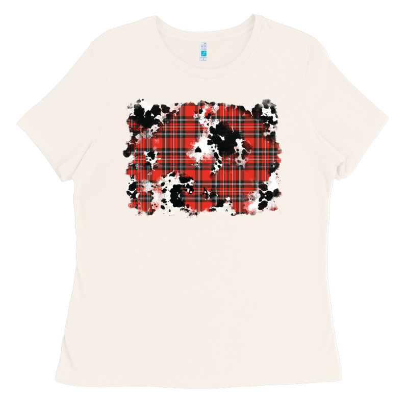 Christmas Plaid Cowhide Pattern Background Ladies Tee by RanaPortraitStore | Teevron