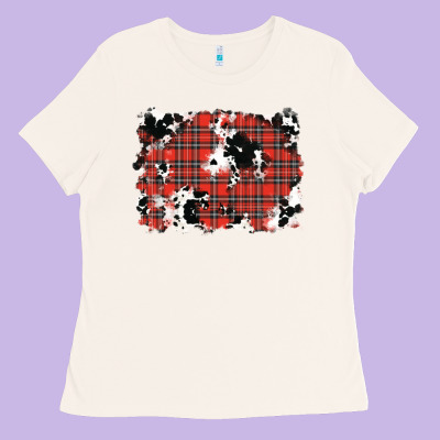 Christmas Plaid Cowhide Pattern Background Ladies Tee Designed By Ranaportraitstore