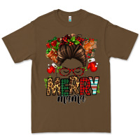 Cacao Christmas merry mama messy bun Premium Tee - Jasminsmagicworld