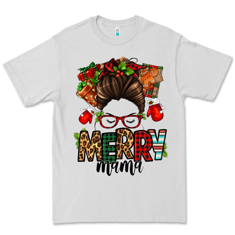 Christmas Merry Mama Messy Bun Premium Tee by Jasminsmagicworld | Teevron