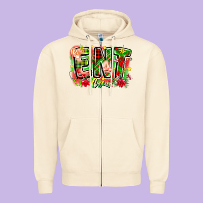 Ent Crew Christmas Zipper Hoodie Designed By Cowhidedigitalart