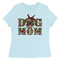 Baby Blue Christmas Dog Mom Ladies Tee - RanaPortraitStore