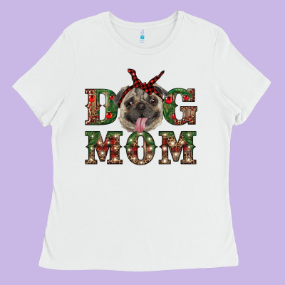 Christmas Dog Mom Ladies Tee Designed By Ranaportraitstore