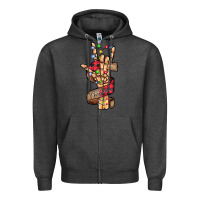 Charcoal Heather merry christmas skeleton hand Zipper Hoodie - CowhideDigitalArt