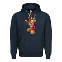 Navy merry christmas skeleton hand Zipper Hoodie - CowhideDigitalArt