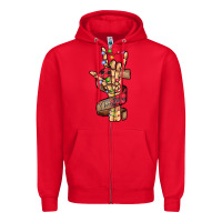 Red merry christmas skeleton hand Zipper Hoodie - CowhideDigitalArt