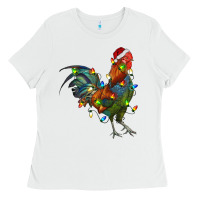 White Christmas Lights Rooster Ladies Tee - RanaPortraitStore