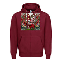 Burgundy merry Christmas Zipper Hoodie - CowhideDigitalArt