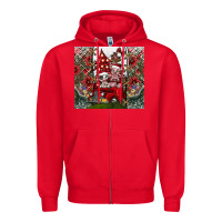 Red merry Christmas Zipper Hoodie - CowhideDigitalArt
