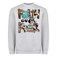 Heather Grey Faith Over Fear Heavyweight Sweatshirt - FaDigitalArtStudio