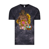 Cloud Black Western Rabbit with sunflowers Easter Day Vintage Tee - HowdyJamesFarm