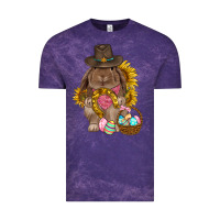 Cloud Purple Western Rabbit with sunflowers Easter Day Vintage Tee - HowdyJamesFarm