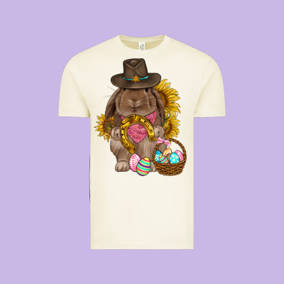Western Rabbit With Sunflowers Easter Day Vintage Tee Designed By Howdyjamesfarm