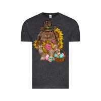 Vintage Black Western Rabbit with sunflowers Easter Day Vintage Tee - HowdyJamesFarm