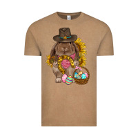Vintage Coffee Western Rabbit with sunflowers Easter Day Vintage Tee - HowdyJamesFarm