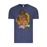 Vintage Denim Western Rabbit with sunflowers Easter Day Vintage Tee - HowdyJamesFarm