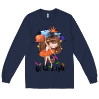 Navy Be the light Long Sleeve Tee - CowGirlArtShop
