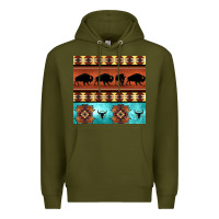 Army Green native american aztec seamless pattern 2 Premium Hoodie - BundleAndBundleShop