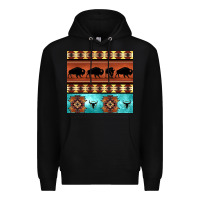 Black native american aztec seamless pattern 2 Premium Hoodie - BundleAndBundleShop