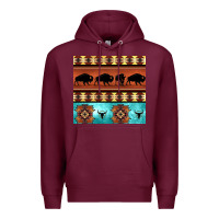 Burgundy native american aztec seamless pattern 2 Premium Hoodie - BundleAndBundleShop