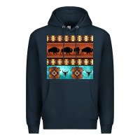 Navy native american aztec seamless pattern 2 Premium Hoodie - BundleAndBundleShop