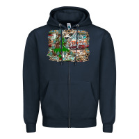 Navy merry Christmas tree western Zipper Hoodie - CowhideDigitalArt
