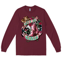 Burgundy Let's go Girl's Cowboy boots Long Sleeve Tee - HowdyJamesFarm