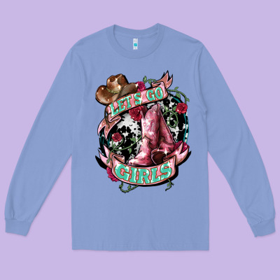 Let's Go Girl's Cowboy Boots Long Sleeve Tee Designed By Howdyjamesfarm