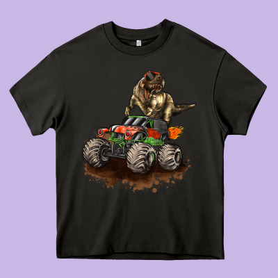 Monster Truck And T Rex Dinosaur Heavy Core Tee Designed By Lillyallendesigns