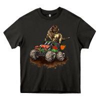Asphalt monster truck and t rex dinosaur Heavy Core Tee - LillyAllenDesigns
