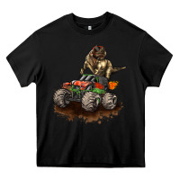 Black monster truck and t rex dinosaur Heavy Core Tee - LillyAllenDesigns
