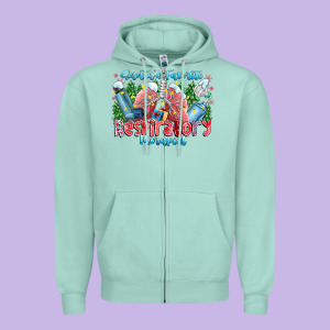 Santa's Favorite Respiratory Therapist Zipper Hoodie Designed By Cowhidedigitalart