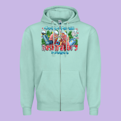 Santa's Favorite Respiratory Therapist Zipper Hoodie Designed By Cowhidedigitalart