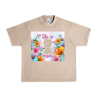 French Oak she is mom with flowers Urban Heavy Tee - TumblerDesignByShophia