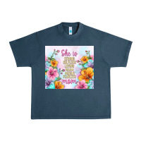 Midnight Navy she is mom with flowers Urban Heavy Tee - TumblerDesignByShophia