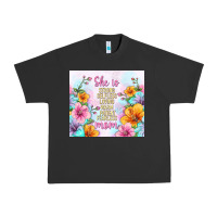 Pigment Black she is mom with flowers Urban Heavy Tee - TumblerDesignByShophia