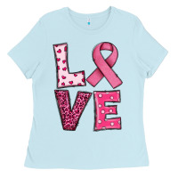 Baby Blue Western Breast Cancer Love Ladies Tee - RanaPortraitStore