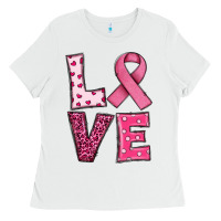 White Western Breast Cancer Love Ladies Tee - RanaPortraitStore