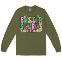 Army Green Easter Saurus Nurse Easter Day Long Sleeve Tee - HowdyJamesFarm