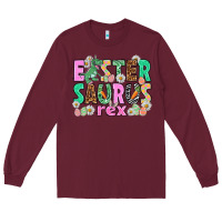 Burgundy Easter Saurus Nurse Easter Day Long Sleeve Tee - HowdyJamesFarm