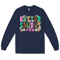 Navy Easter Saurus Nurse Easter Day Long Sleeve Tee - HowdyJamesFarm