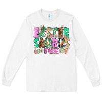 White Easter Saurus Nurse Easter Day Long Sleeve Tee - HowdyJamesFarm
