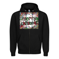 Black merry Christmas Zipper Hoodie - CowhideDigitalArt